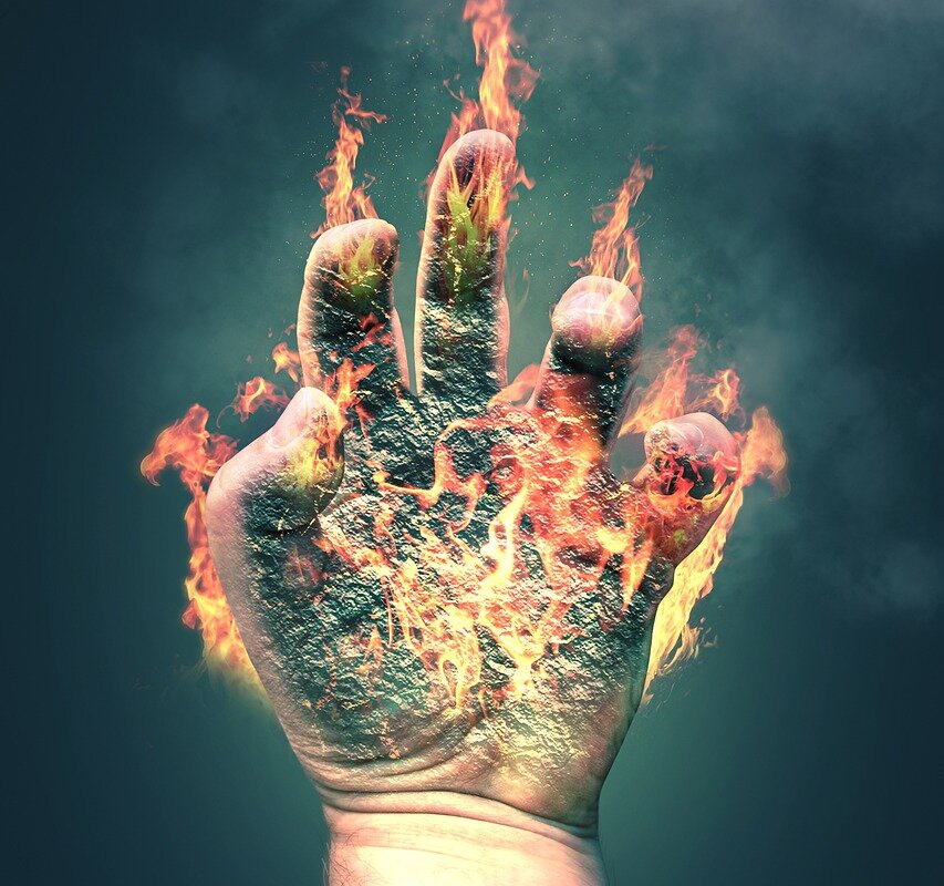 hand, fire, finger